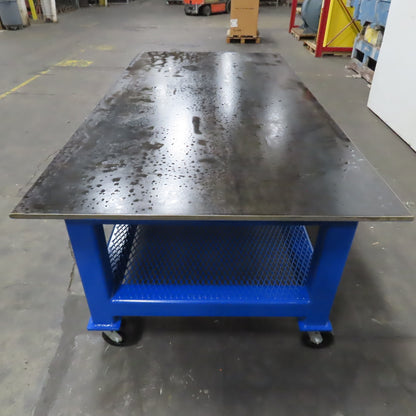 NEW 96"x 48"x 34"H - 3/4" Top Steel Top Rolling Work Bench Welding Table W/Shelf