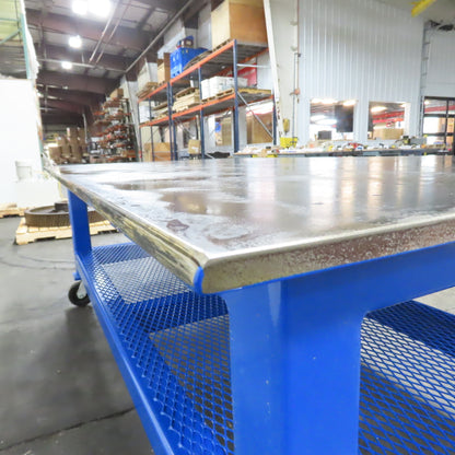 NEW 96"x 48"x 34"H - 3/4" Top Steel Top Rolling Work Bench Welding Table W/Shelf
