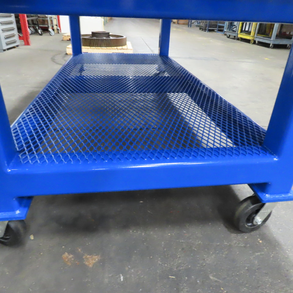 NEW 96"x 48"x 34"H - 3/4" Top Steel Top Rolling Work Bench Welding Table W/Shelf