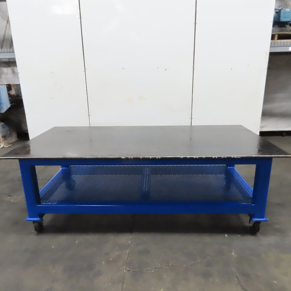NEW 96"x 48"x 34"H - 3/4" Top Steel Top Rolling Work Bench Welding Table W/Shelf