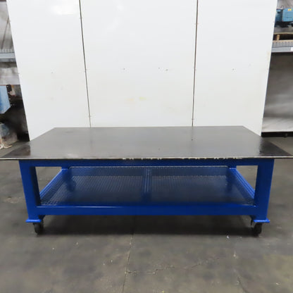 NEW 96"x 48"x 34"H - 3/4" Top Steel Top Rolling Work Bench Welding Table W/Shelf