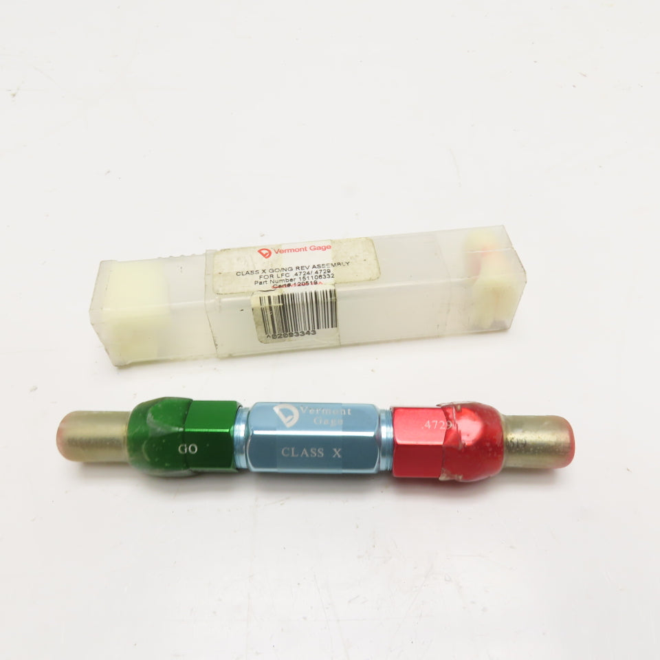 Vermont Gage 151108332 Class X GO/NG Reversible Plug Gage Assembly .4724/.4729