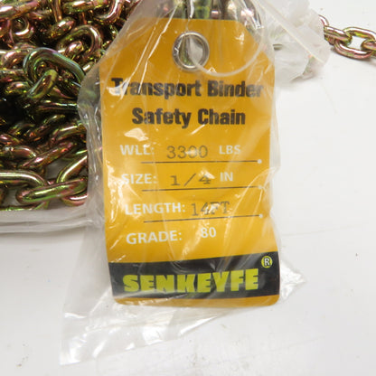 SENKEYFE X004ANL97R G80 Transport Binder Chain 1/4" x 14ft 3300 lbs. WLL