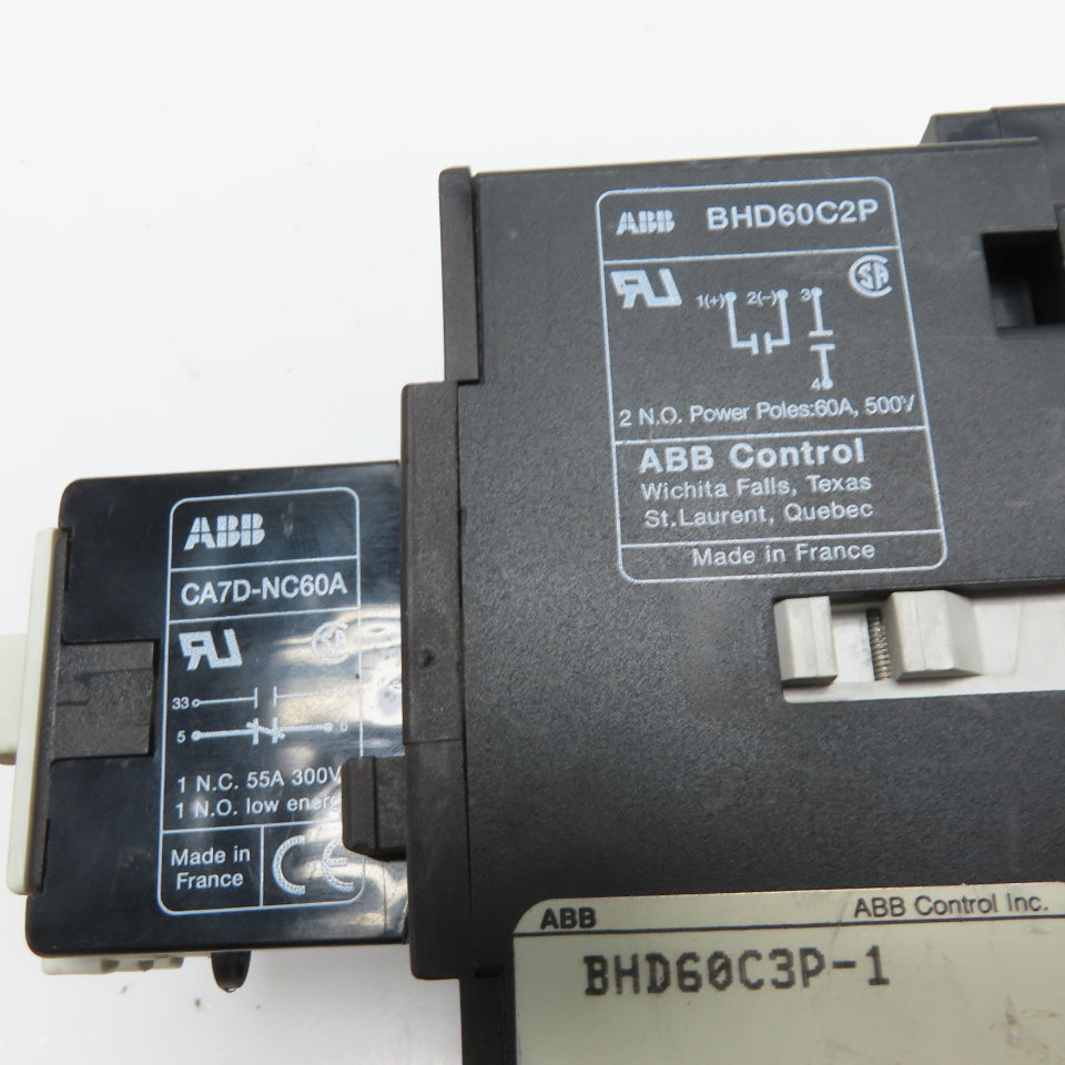 ABB BHD60C2P BHD60C3P-1 Spectrum BHD60 Drive Contactor 2-Pole 60A 500V 120VAC