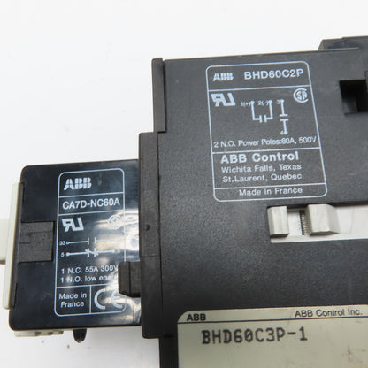 ABB BHD60C2P BHD60C3P-1 Spectrum BHD60 Drive Contactor 2-Pole 60A 500V 120VAC