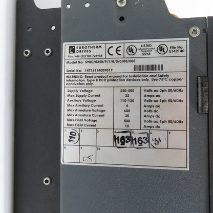 Eurotherm 590C/0350/9/1/0/0/0/00/000 DC Drive 220-500VAC 35A + 590LDC/00/000