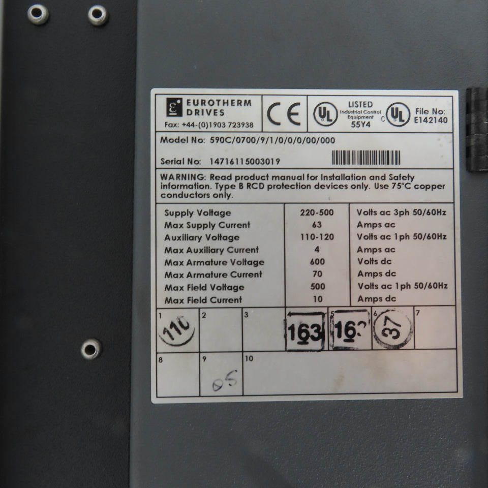Eurotherm 590C/0700/9/1/0/0/0/00/000 DC Drive 220-500VAC 70A + 590LDC/00/000