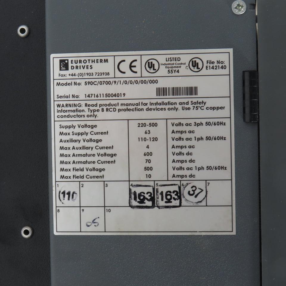 Eurotherm 590C/0700/9/1/0/0/0/00/000 DC Drive 220-500VAC 70A + 590LDC/00/000