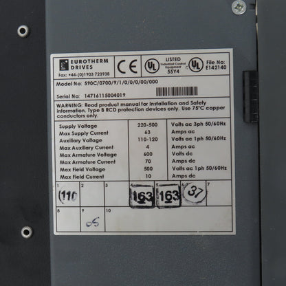 Eurotherm 590C/0700/9/1/0/0/0/00/000 DC Drive 220-500VAC 70A + 590LDC/00/000