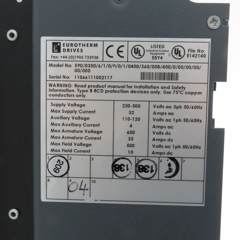 Eurotherm 590/0350/6/1/0/0/0/1/0400/360/008/400/0/00/00/00/00/000 DC Drive NEW