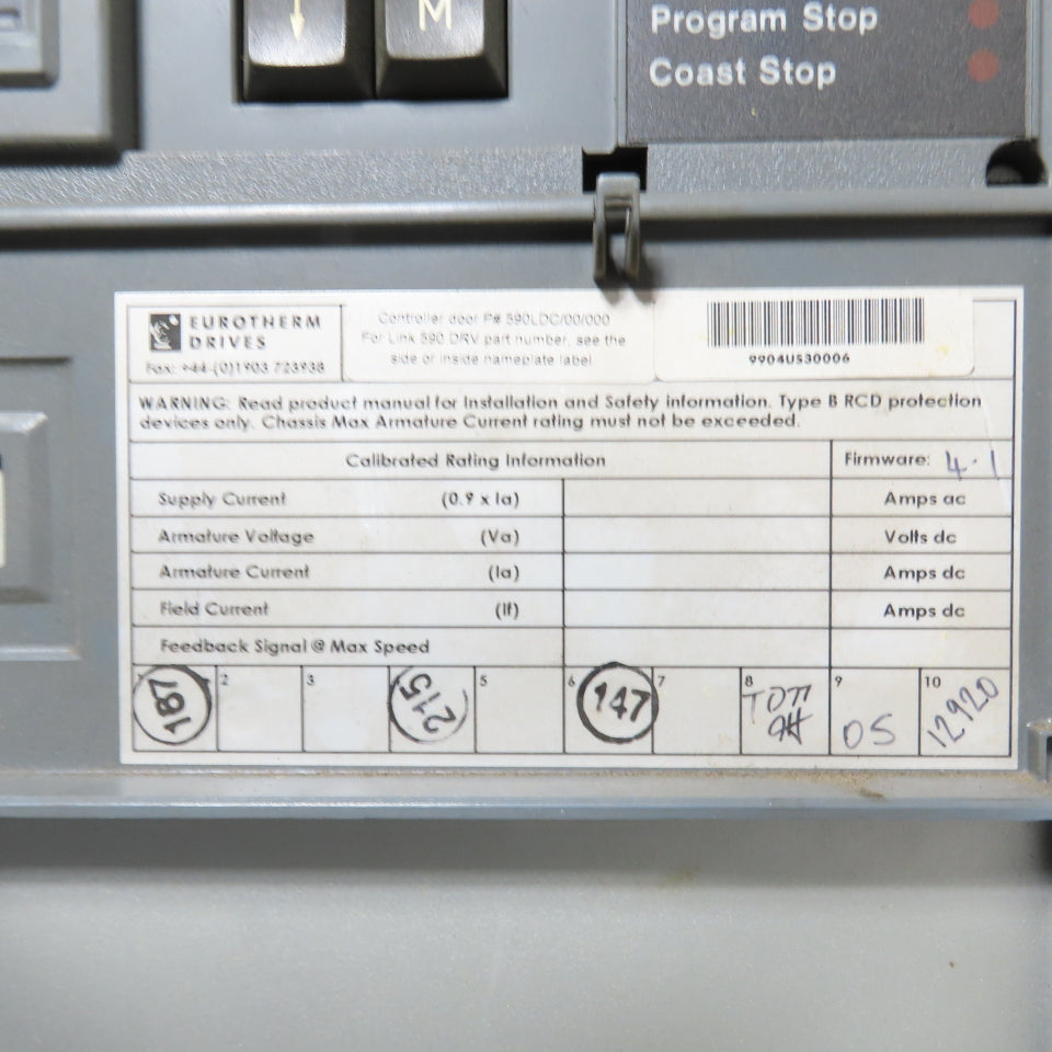 Eurotherm 955D8N751 590 DRV DC Drive 500/240VDC 14A 7.5HP Out + 590LDC/00/000