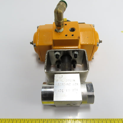 4323ZANZ BZK BVAL-0750N Pneumatic Spring Return Actuator with Ball Valve 120 PSI