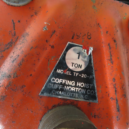 Coffing Hoist TF-20-P 1 Ton Manual Push/Pull Hoist Trolley 3"- 6" Beam Flange