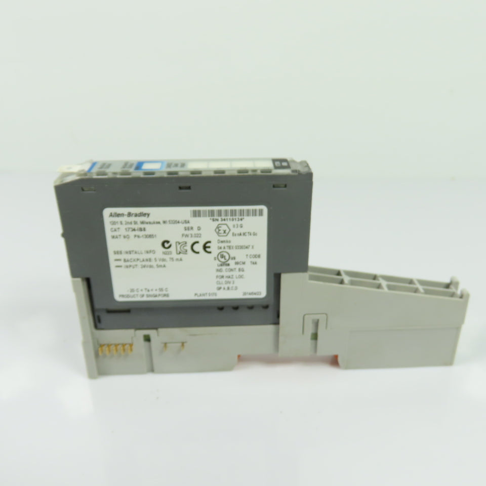 Allen-Bradley 1734-IB8 Point I/O 8-Point Sink Input Module 24VDC Ser D w/ Base