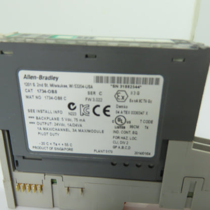 Allen-Bradley 1734-OB8 Point I/O 8-Channel Output Module Ser C W/ 1734-MB Base