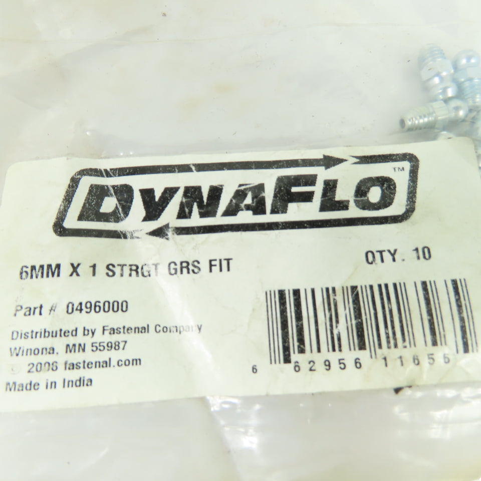 Dynaflo 0496000 6mm x 1 Straight Grease Fitting Lot Of 20