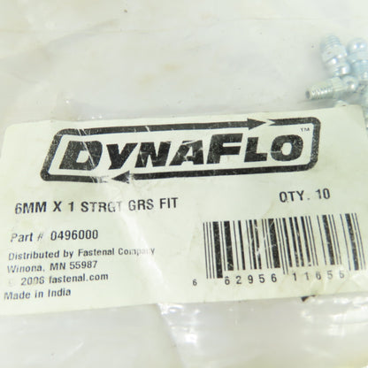 Dynaflo 0496000 6mm x 1 Straight Grease Fitting Lot Of 20