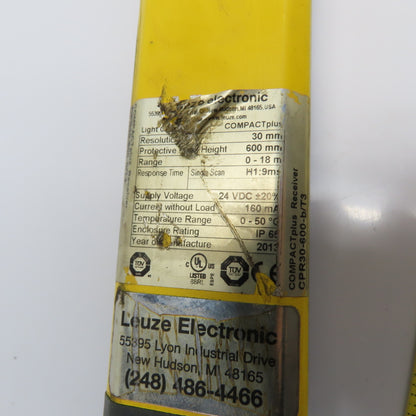 Leuze CPR30-600-b/T3 COMPACTplus Receiver Safety Light Curtain 600mm