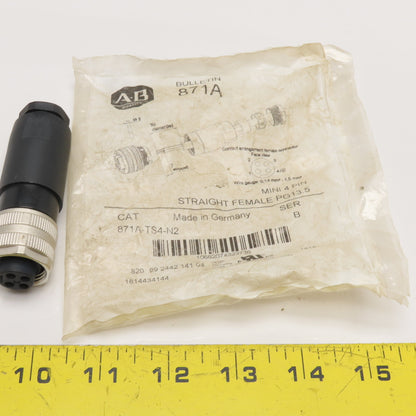 Allen-Bradley 871A-TS4-N2 Mini 4-Pin Straight Female Field Attachable Connector