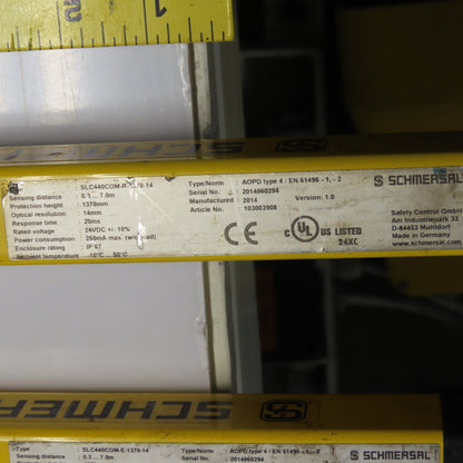 Schmersal Safety Light Curtain Receiver W/ SLC440COM-E-1370-14 Emitter Set
