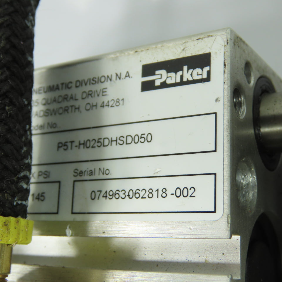 Parker P5T-H025DHSD050 Guided Air Slide Cylinder Twin Rod 145 PSI 50mm Stroke
