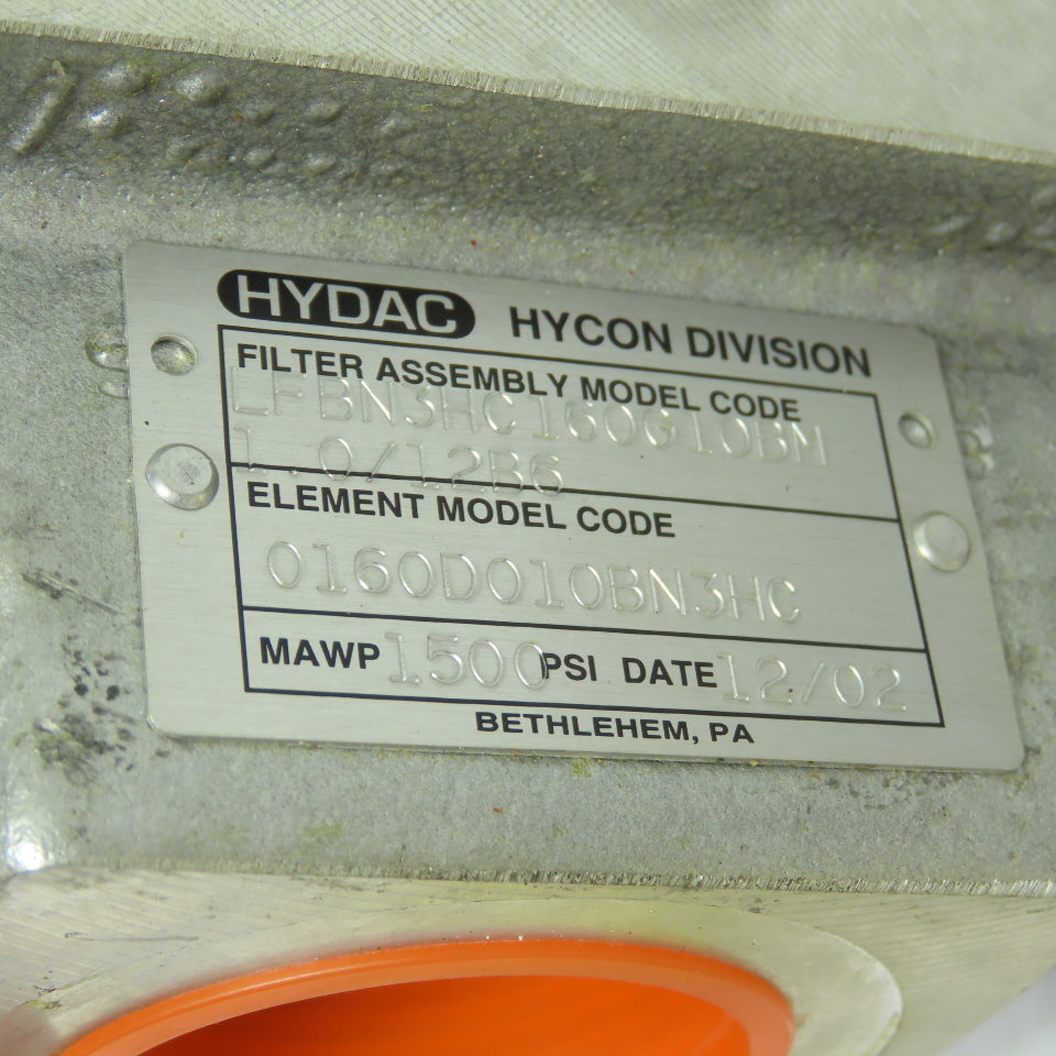Hydac LFBN3HC160G10BM Filter Assembly 1500PSI 1-1/4" NPT