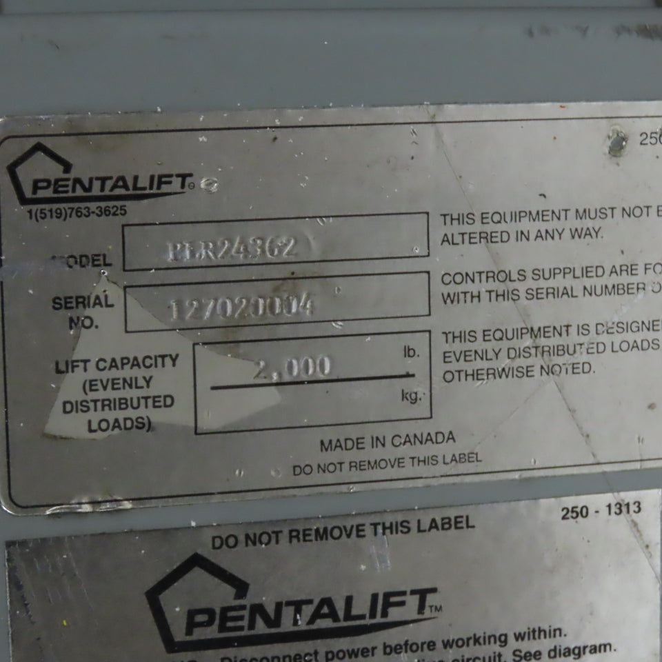 Pentalift PLR24362 1 Ton 44" x 44" Scissor Lift Turn Table 11-36" Lift 115V 1Ph