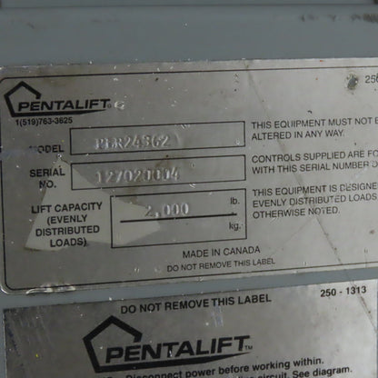 Pentalift PLR24362 1 Ton 44" x 44" Scissor Lift Turn Table 11-36" Lift 115V 1Ph