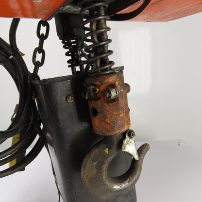 Hitachi 1F 1 Ton 2000LB Electric Chain Hoist 480V 3Ph 3m Lift 8.5m/min