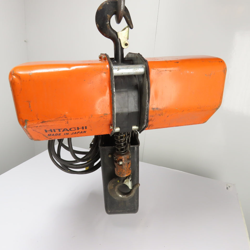 Hitachi 1F 1 Ton 2000LB Electric Chain Hoist 480V 3Ph 3m Lift 8.5m/min