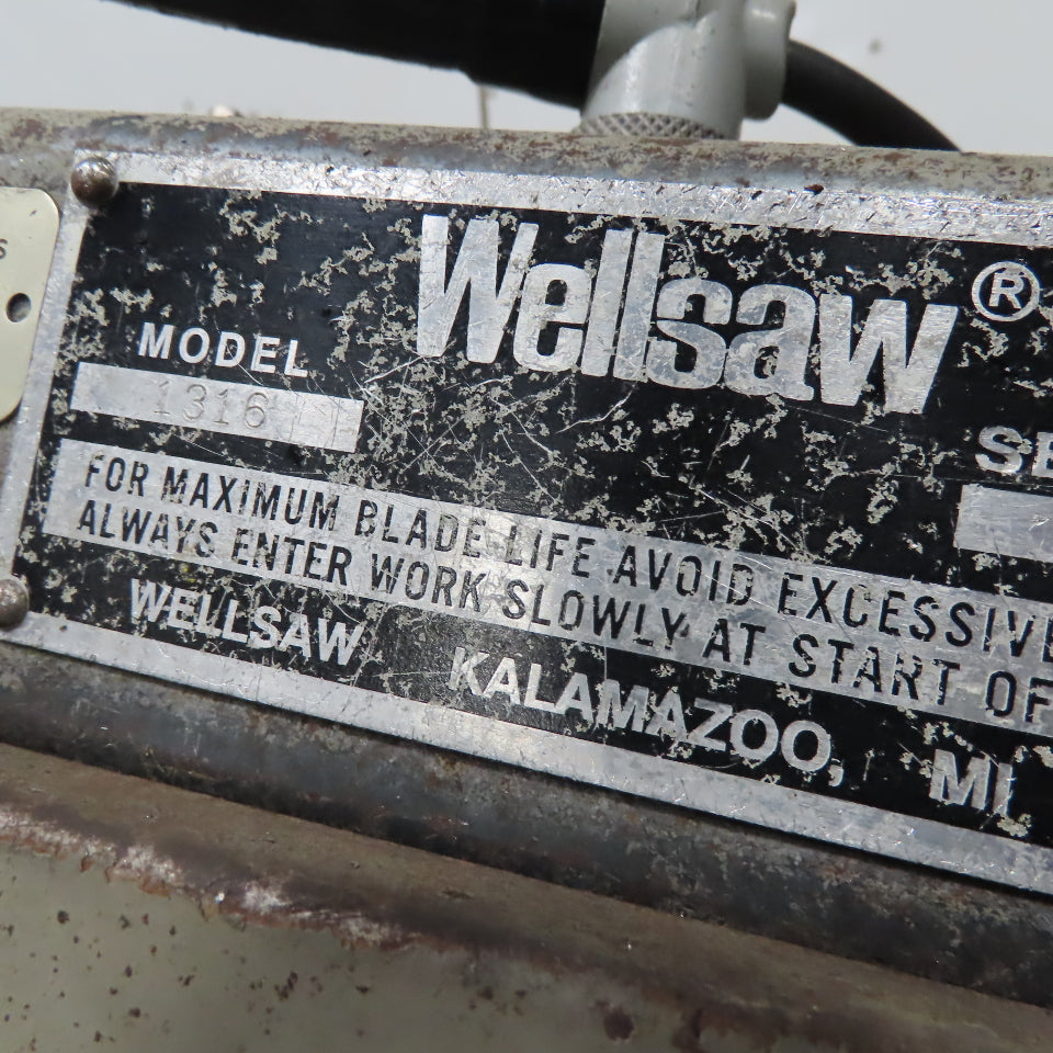 Wellsaw 1316 Swivel Head Miter Cut Band Saw 480V 3Ph W/ In/Out Feed Conveyors