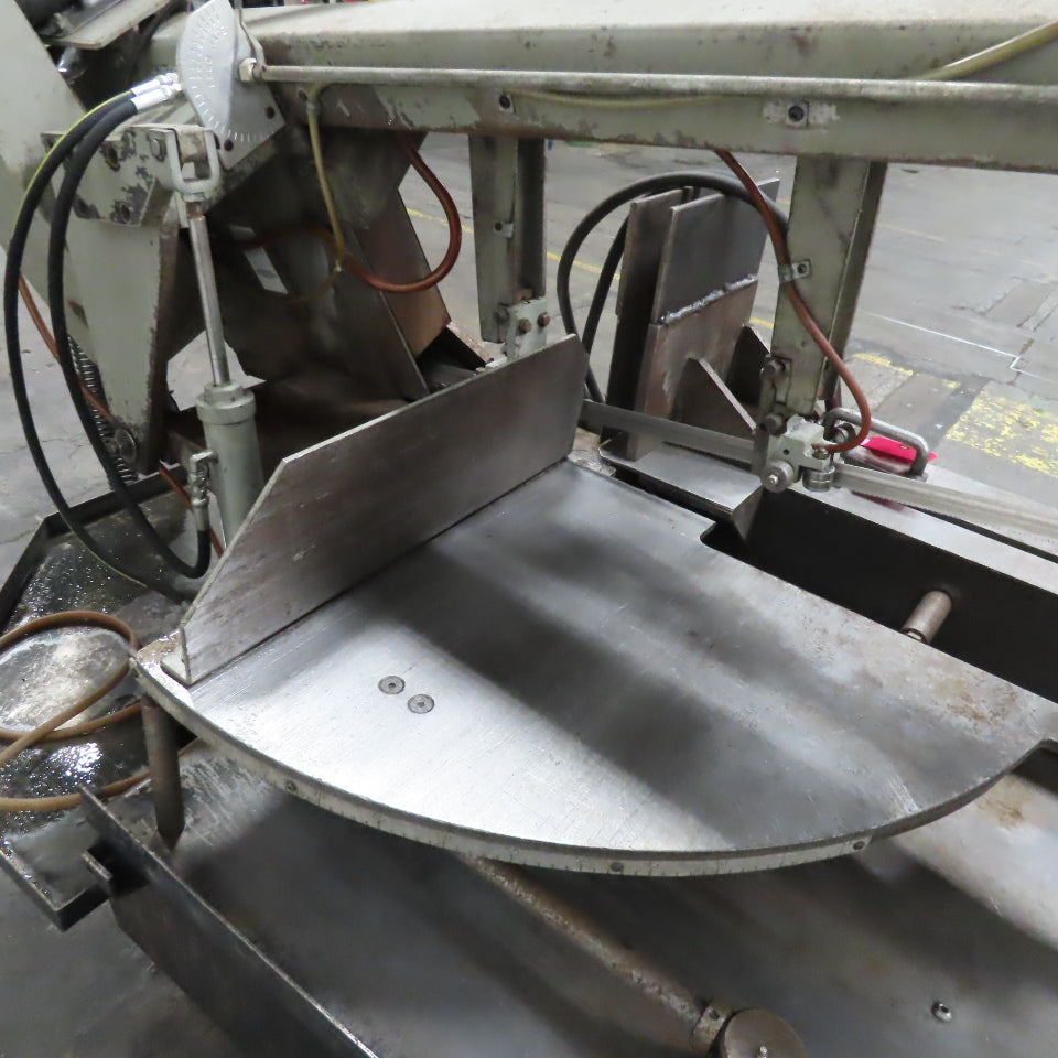 Wellsaw 1316 Swivel Head Miter Cut Band Saw 480V 3Ph W/ In/Out Feed Conveyors