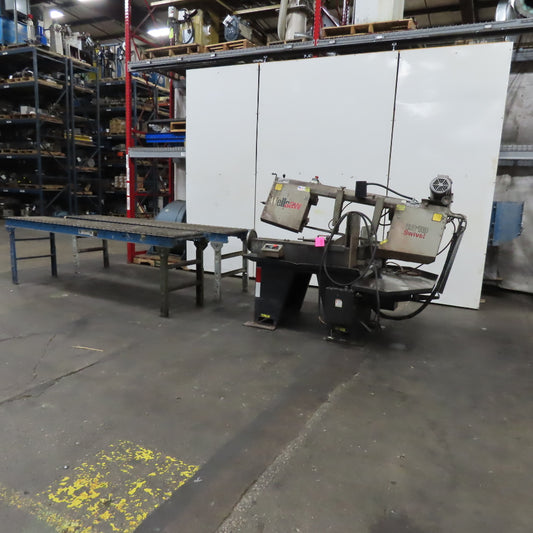 Wellsaw 1316 Swivel Head Miter Cut Band Saw 480V 3Ph W/ In/Out Feed Conveyors