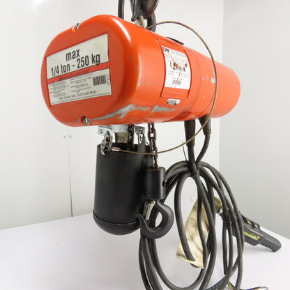 CM Lodestar B-2 1/4 Ton Electric Chain Hoist 480V 3Ph 10' Lift 5/16FPM 2-Speed