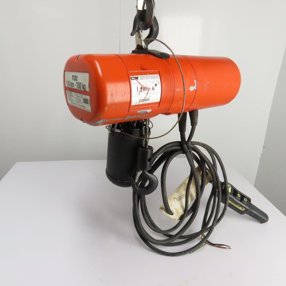 CM Lodestar B-2 1/4 Ton Electric Chain Hoist 480V 3Ph 10' Lift 5/16FPM 2-Speed