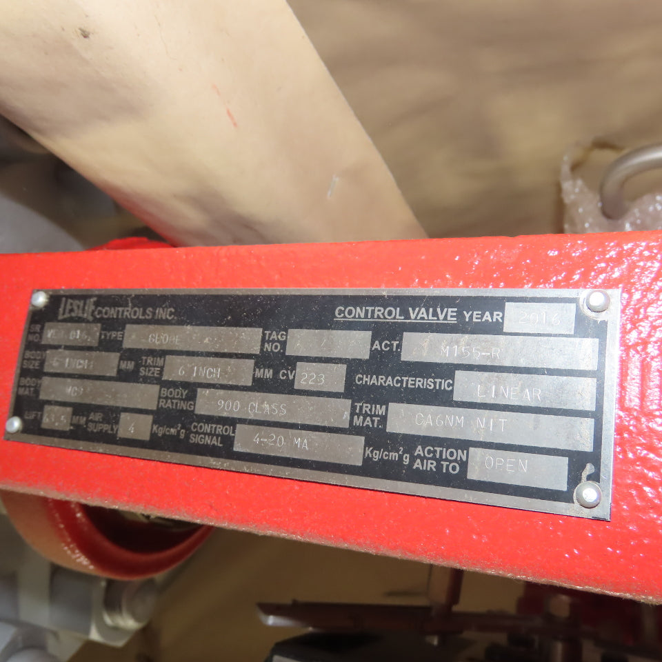 Leslie Circor D Series 6" Linear Globe Valve W/ Pneumatic Actuator 900 Class
