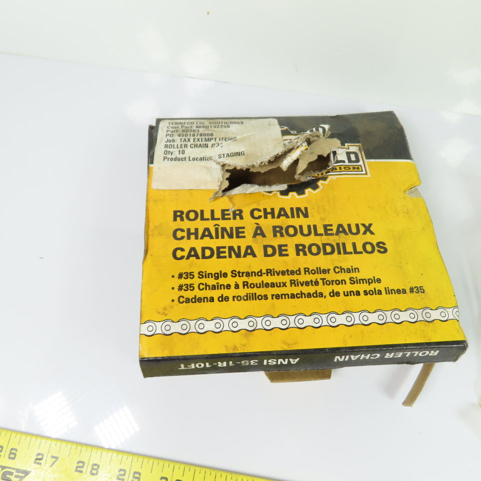 35-1R-10FT ANSI #35 Single Strand Riveted Roller Chain 10ft