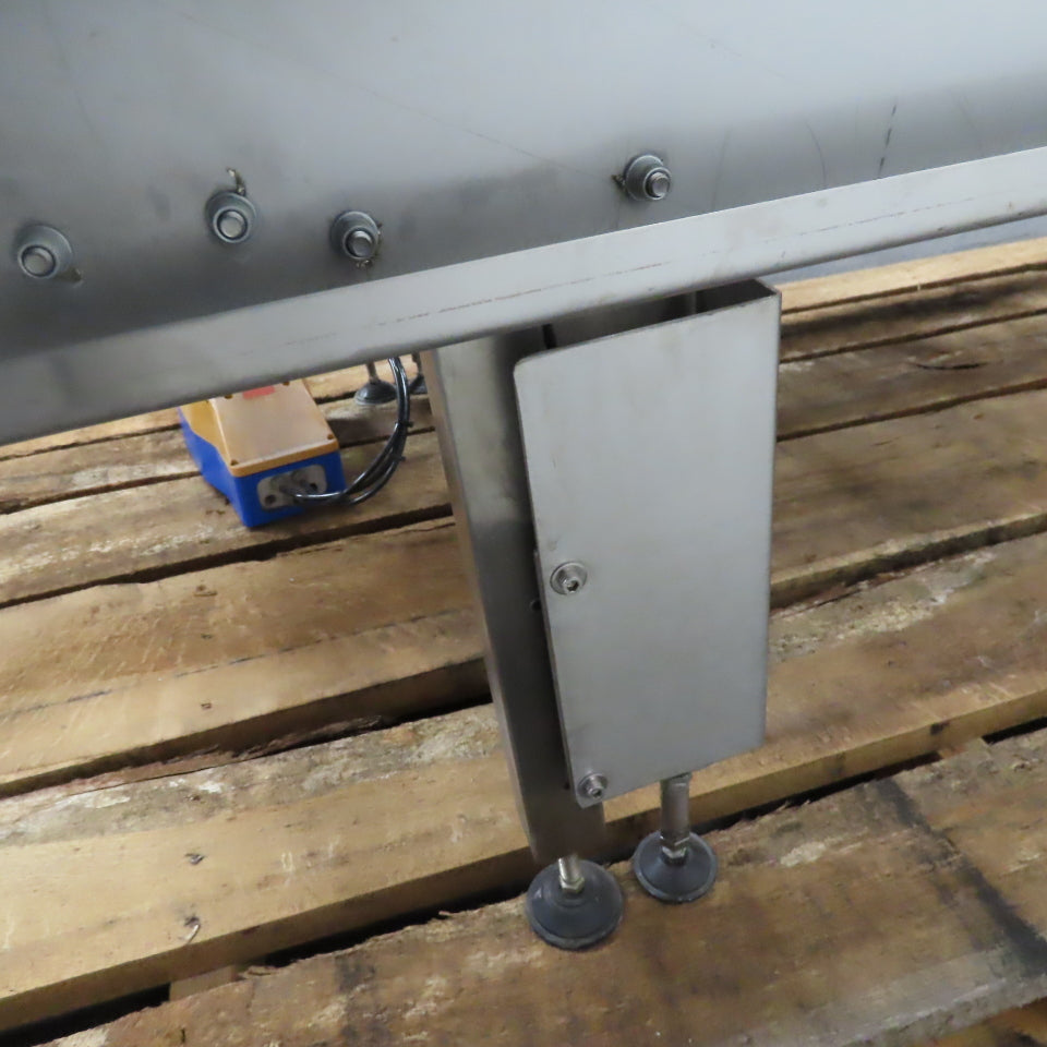 Stainless Steel Gravity Roller Conveyor W/ Pneumatic Incline 122" Long