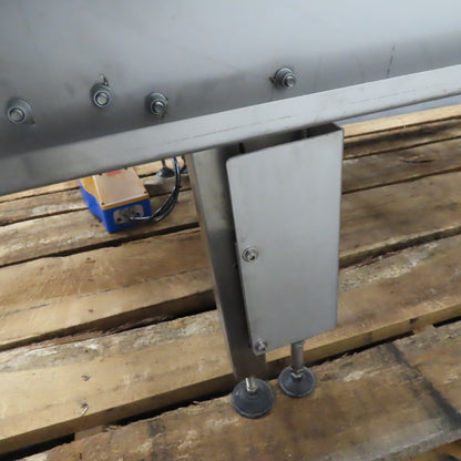 Stainless Steel Gravity Roller Conveyor W/ Pneumatic Incline 122" Long