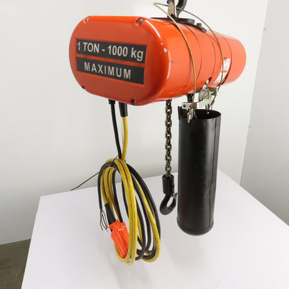CM Lodestar Model L 1Ton 2000LB Electric Chain Hoist 20' Lift 16FPM 3Ph 230/460V