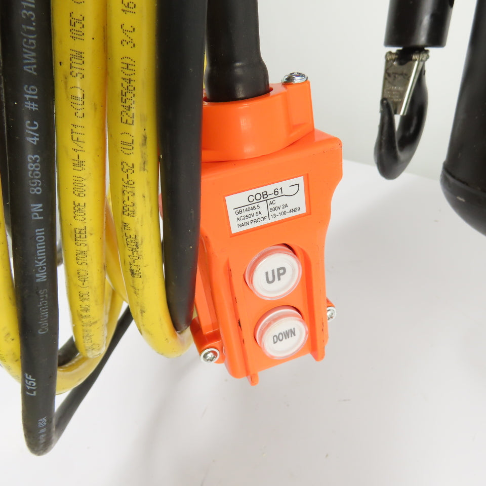 CM Lodestar Model L 1Ton 2000LB Electric Chain Hoist 20' Lift 16FPM 3Ph 230/460V
