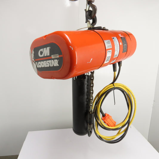 CM Lodestar Model L 1Ton 2000LB Electric Chain Hoist 20' Lift 16FPM 3Ph 230/460V