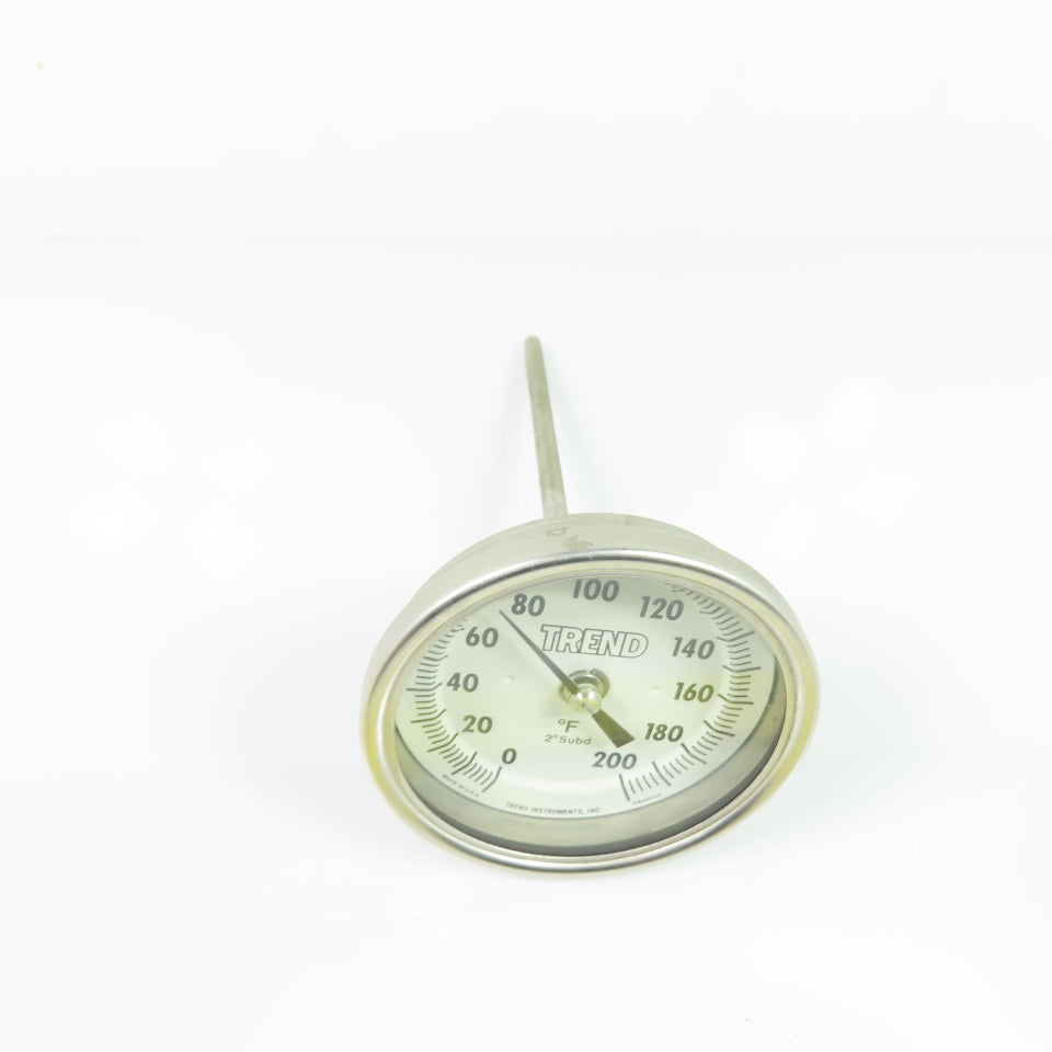 Trend CR3204D Bimetal Dial Thermometer 0-200°F 3" Face 6" Stem 1/2" NPT