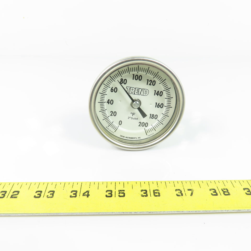 Trend CR3204D Bimetal Dial Thermometer 0-200°F 3" Face 6" Stem 1/2" NPT