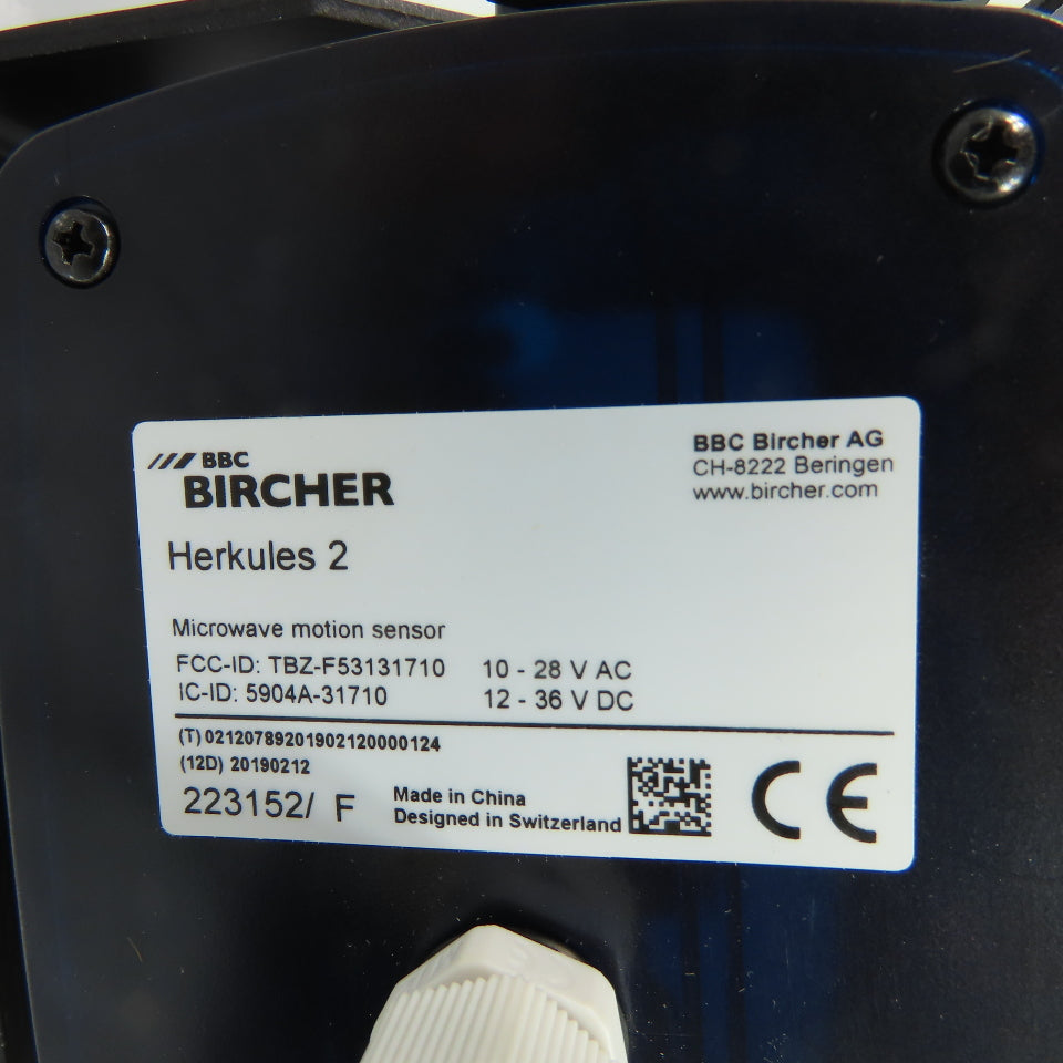 Bircher 223152/F Herkules 2 Microwave Motion Sensor 10-28VAC 12-36VDC Black