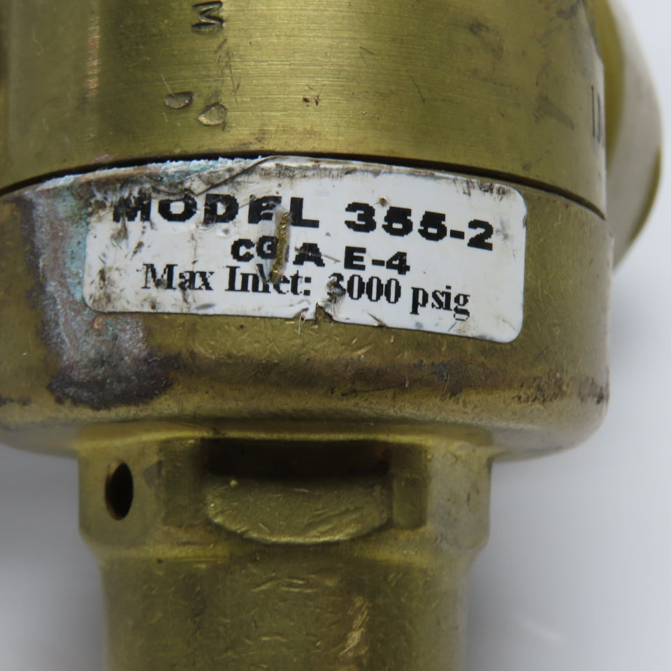 AGA 355-2 AGA Model 355-2 Brass Flowmeter Regulator 3000 psig CGA E-4