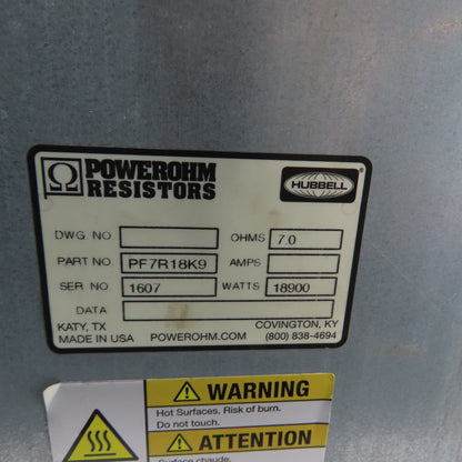 PowerOhm PF7R18K9 Dynamic Braking Resistor 7.0 Ohms 18900 Watts