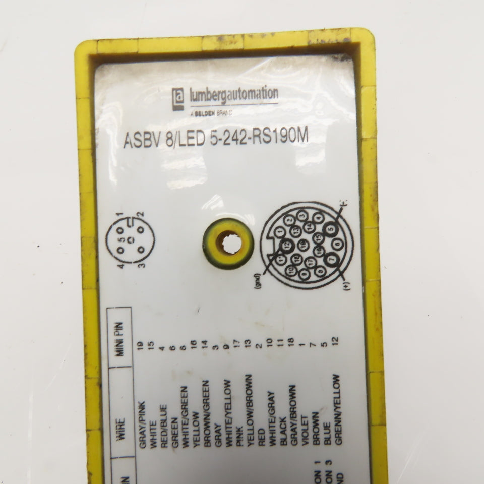 Lumberg ASBV 8/LED 5-242-RS190M 8-Port M12 Female Distribution Box M23 19-Pin
