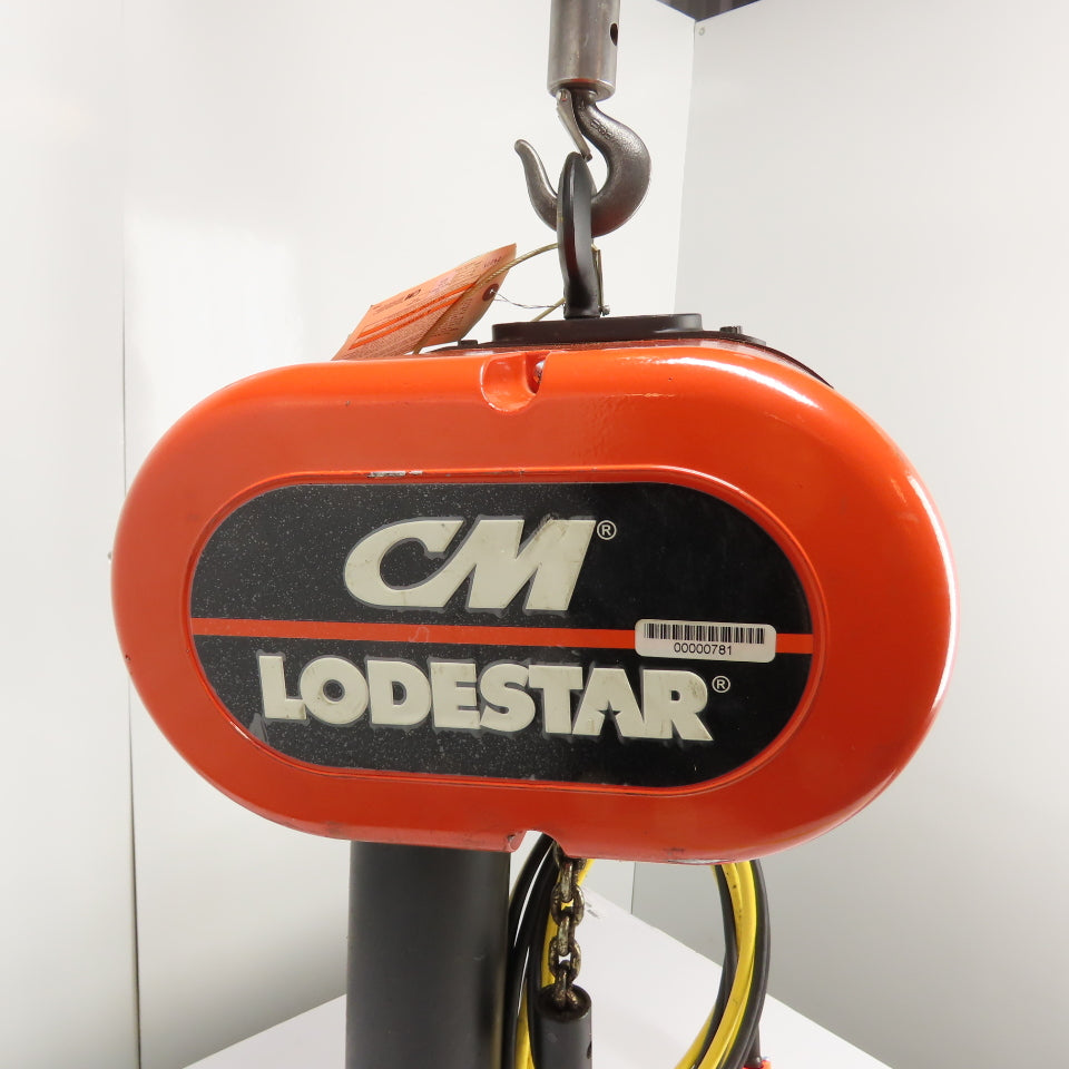 CM Lodestar Model L 1Ton 2000LB Electric Chain Hoist 20' Lift 16FPM 3Ph 230/460V