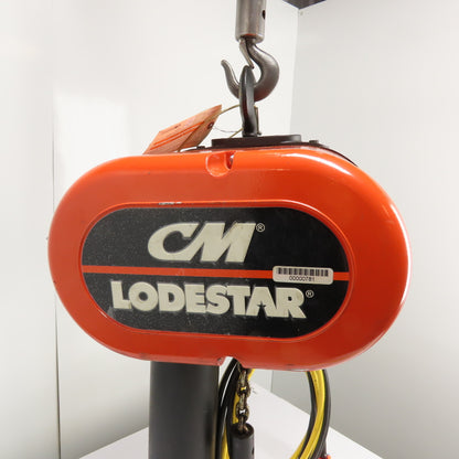 CM Lodestar Model L 1Ton 2000LB Electric Chain Hoist 20' Lift 16FPM 3Ph 230/460V